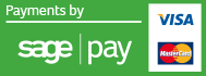 Payments by SagePay: VISA and Mastercard accepted